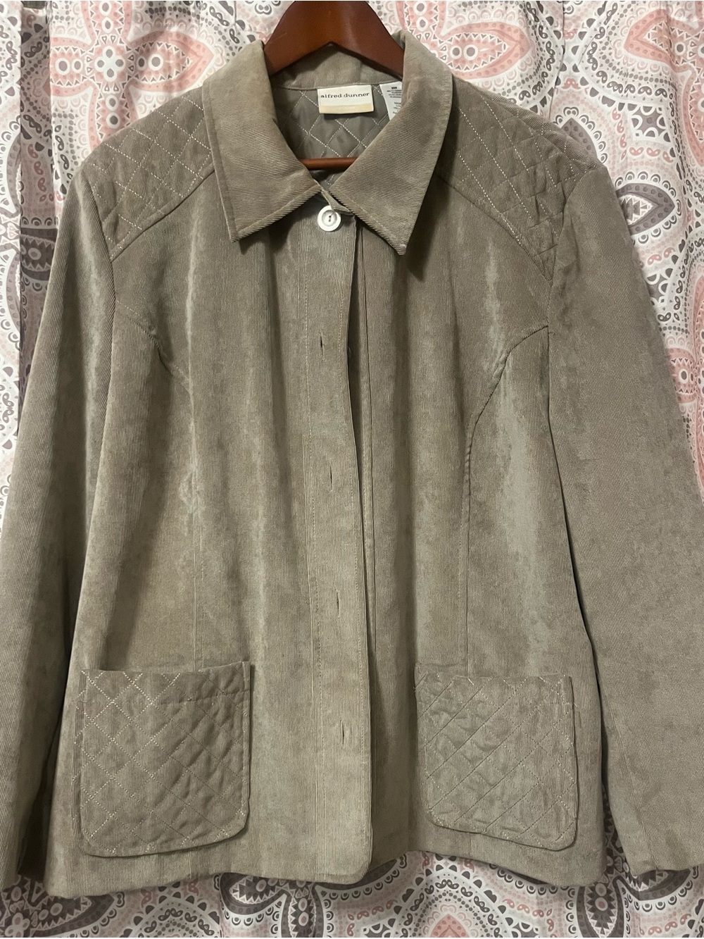 Alfred Dunner Taupe Quilted Suede Jacket